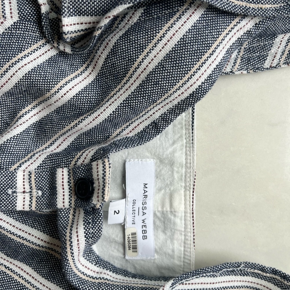Marissa Webb NWOT Ezra Flutter Sleeve Striped Button Crop Tank Top - Picture 2 of 4